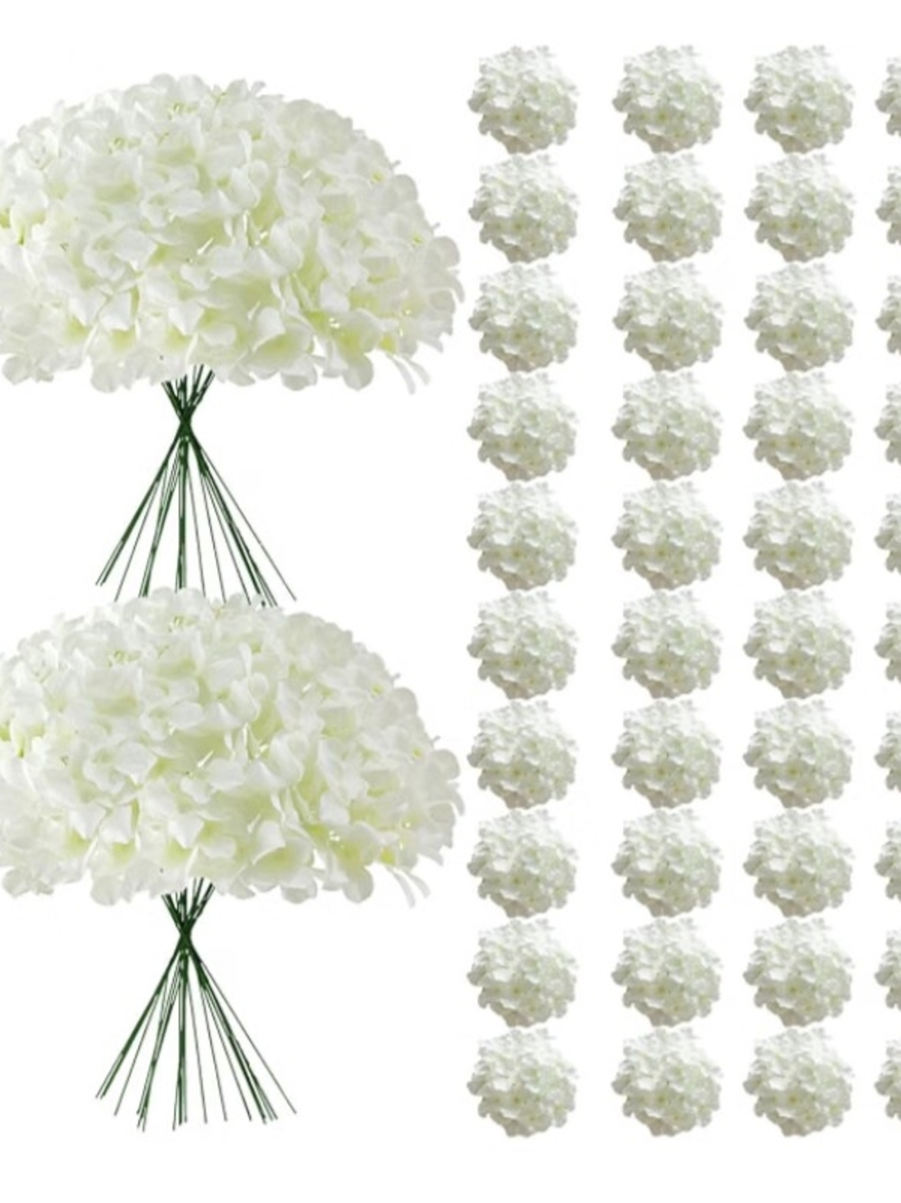 25 White Faux Hydrangea Stem for Home Accents